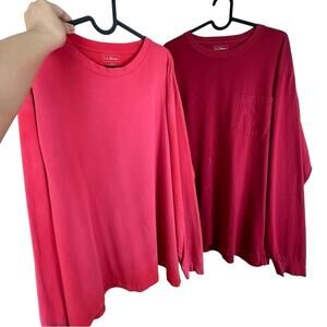 Lot of 2 L.L Bean Red‎ Long sleeve Workwear Utility Cotton tees Men’s Large